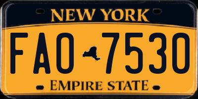 NY license plate FAO7530