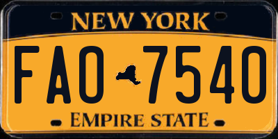 NY license plate FAO7540