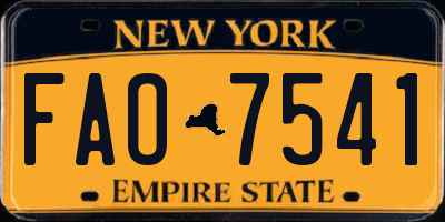 NY license plate FAO7541