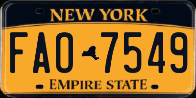 NY license plate FAO7549