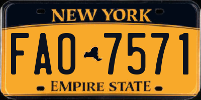 NY license plate FAO7571