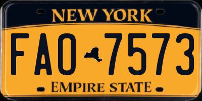 NY license plate FAO7573