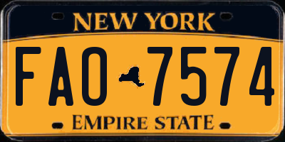 NY license plate FAO7574