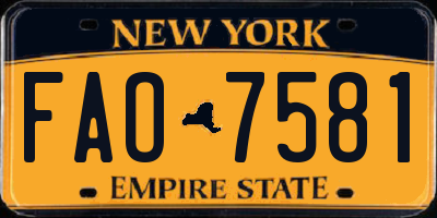 NY license plate FAO7581