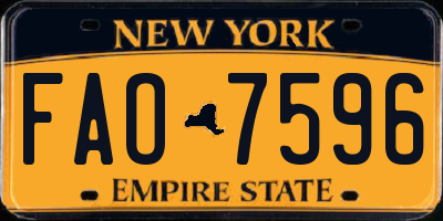 NY license plate FAO7596