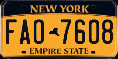 NY license plate FAO7608