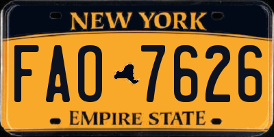 NY license plate FAO7626