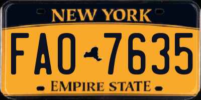 NY license plate FAO7635