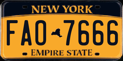 NY license plate FAO7666