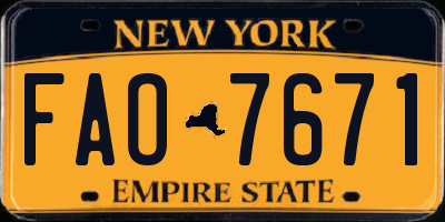 NY license plate FAO7671