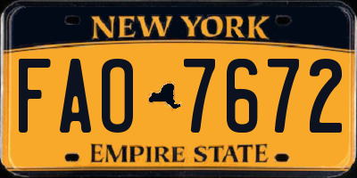 NY license plate FAO7672