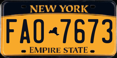 NY license plate FAO7673