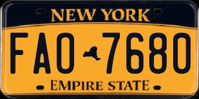 NY license plate FAO7680