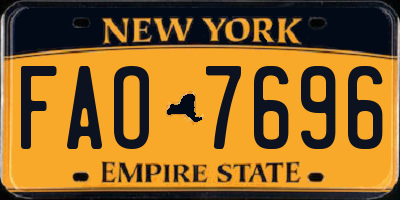NY license plate FAO7696