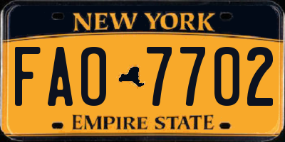 NY license plate FAO7702
