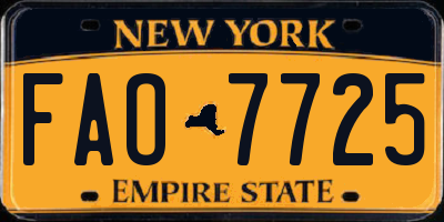 NY license plate FAO7725