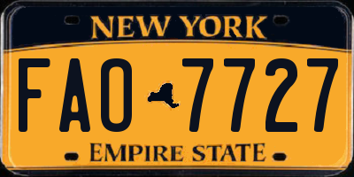 NY license plate FAO7727