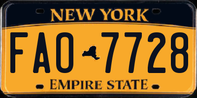 NY license plate FAO7728