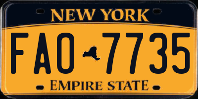 NY license plate FAO7735