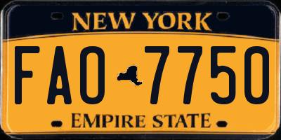 NY license plate FAO7750