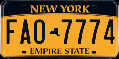 NY license plate FAO7774
