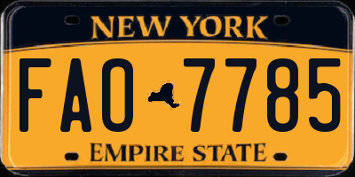 NY license plate FAO7785