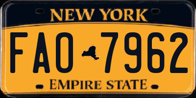 NY license plate FAO7962