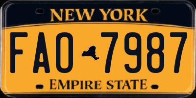 NY license plate FAO7987