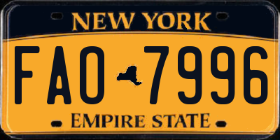 NY license plate FAO7996