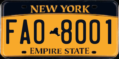 NY license plate FAO8001