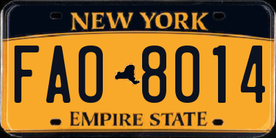NY license plate FAO8014