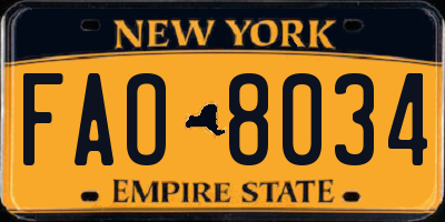 NY license plate FAO8034
