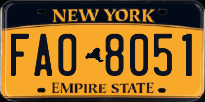 NY license plate FAO8051