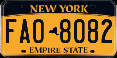 NY license plate FAO8082