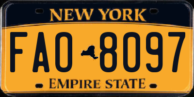 NY license plate FAO8097