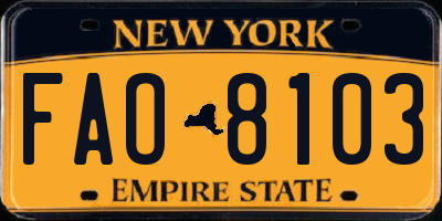 NY license plate FAO8103