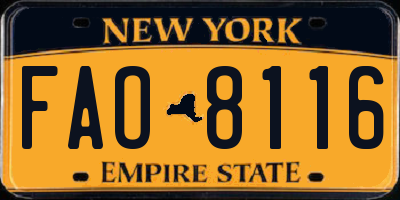 NY license plate FAO8116