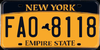 NY license plate FAO8118