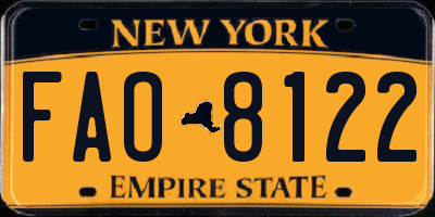 NY license plate FAO8122