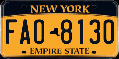 NY license plate FAO8130