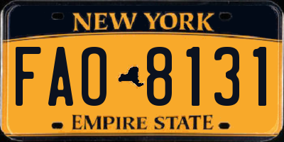 NY license plate FAO8131
