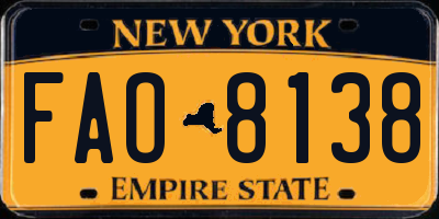 NY license plate FAO8138