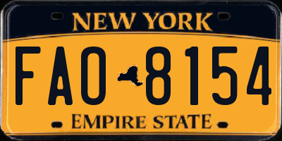NY license plate FAO8154