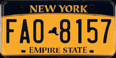 NY license plate FAO8157