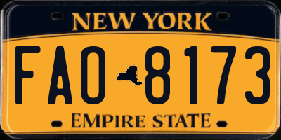 NY license plate FAO8173