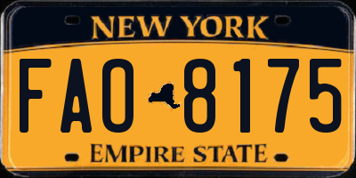 NY license plate FAO8175
