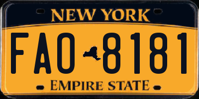 NY license plate FAO8181