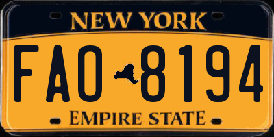 NY license plate FAO8194