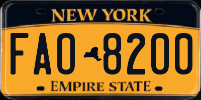 NY license plate FAO8200