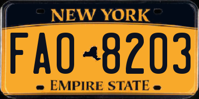 NY license plate FAO8203